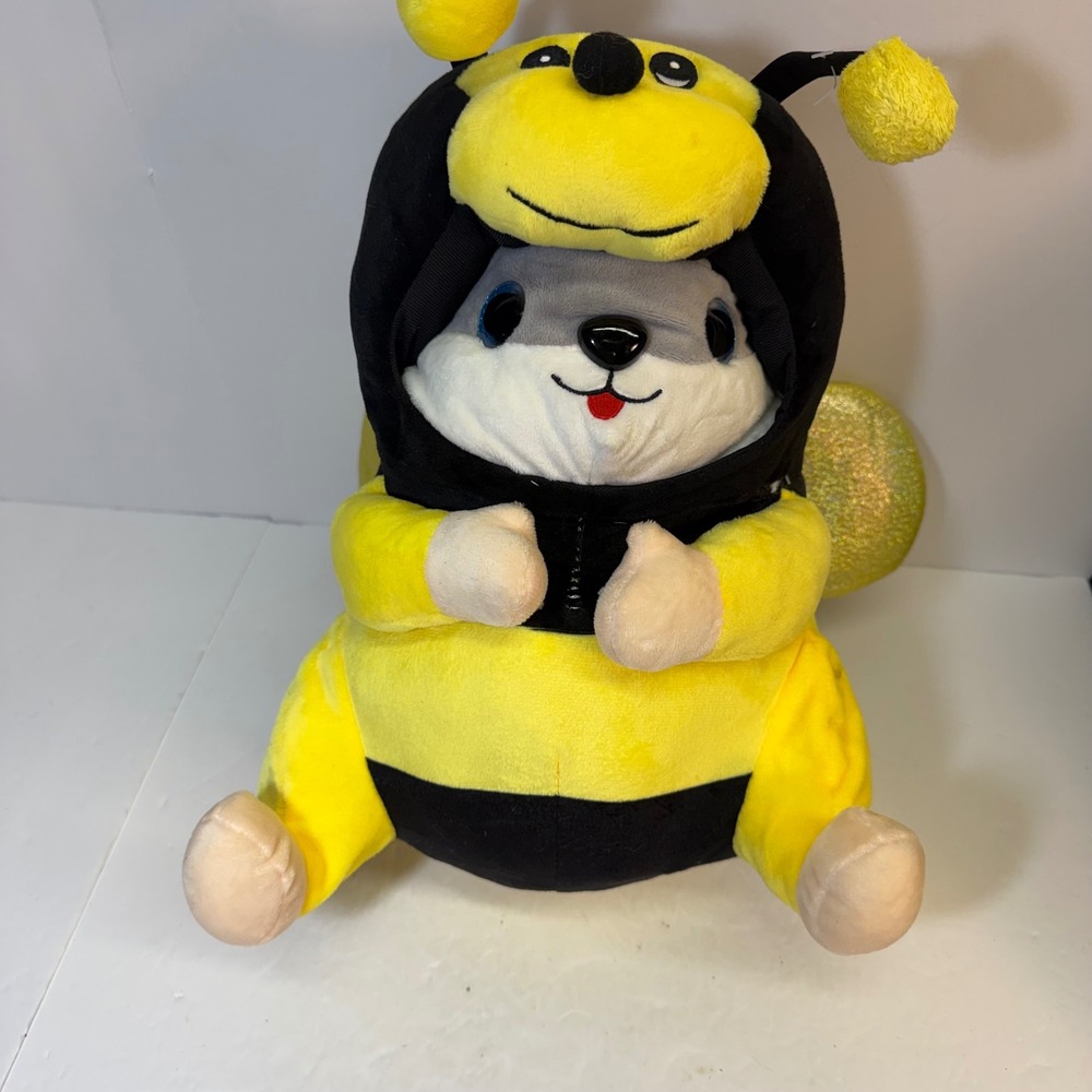 Nanco Plush Animal in Bumblebee Costume Yellow Black Bee Suit 13 Inch